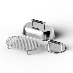 Steelfire Burger Kit - Burger Press, Steam Dome, and Wire Rack