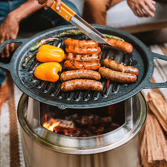 19.5" Fire Pit Cast Iron Grill Top + Hub | Cast Iron Cooking System