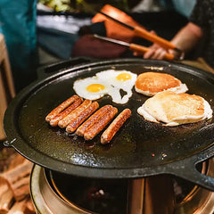 19.5" Fire Pit Cast Iron Griddle Top + Hub | Fire Pit Cast Iron Cooking